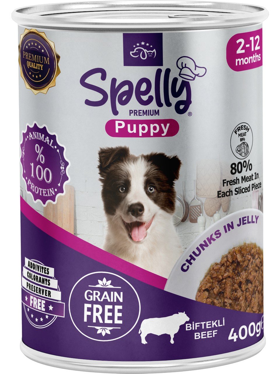 6 Spelly Yavru Biftekli Köpek Maması Konserve